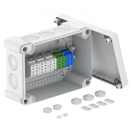 Kabeldoos X25 met hoofdleidingaftakklem 271x187x110 | 10 | IP67 | 10 x Ø25/40/50 | lichtgrijs; RAL 7035