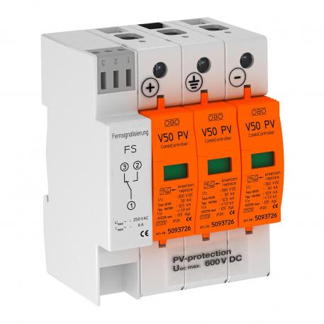 PV Combi-afleider V50, 600 V DC met extern wisselcontact 3 | IP20