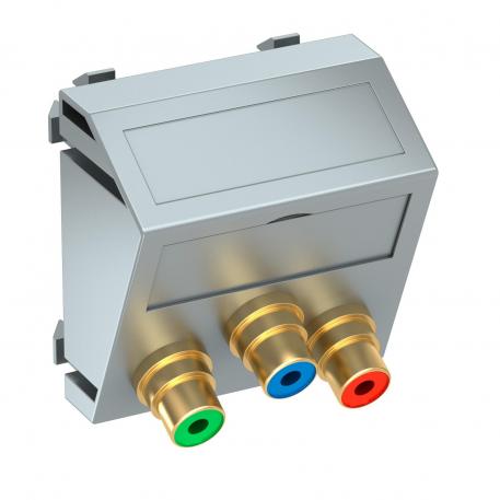 Component video aansluiting, 1 module, schuine  uitlaat, koppeling 1:1, alu gelakt aluminium gelakt